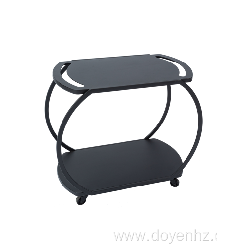 2-Tier Metal Oval Rolling Cart for Outdoor/Indoor